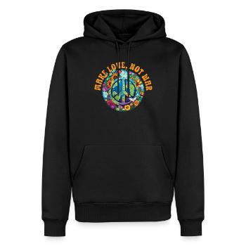Hippie Peace Zeichen Frieden Blumen Blumenkind - Männer Premium Bio Hoodie - Schwarz - Vorne - Nico (187cm)