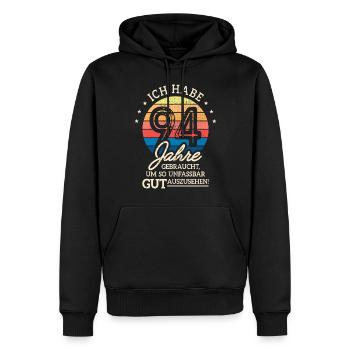 94. Geburtstag Geschenk Habe 94 Jahre Gebraucht - Männer Premium Bio Hoodie - Schwarz - Vorne - Nico (187cm)