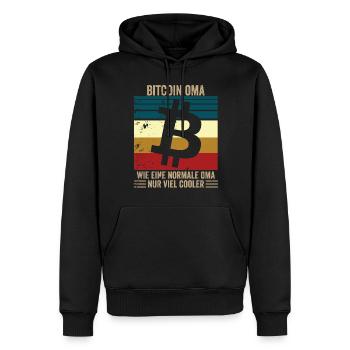 Bitcoin Oma - Männer Premium Bio Hoodie - Schwarz - Vorne - Nico (187cm)