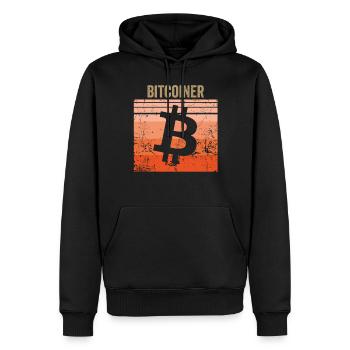 Bitcoiner - Männer Premium Bio Hoodie - Schwarz - Vorne - Nico (187cm)