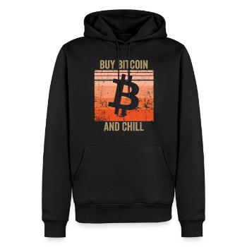 Buy Bitcoin and Chill - Männer Premium Bio Hoodie - Schwarz - Vorne - Nico (187cm)