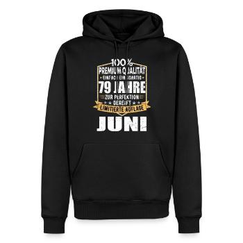 79. Geburtstag Juni Jahrgang 1944 Vintage - Männer Premium Bio Hoodie - Schwarz - Vorne - Nico (187cm)
