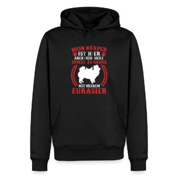Eurasier spielt Zuhause Spitz Eurasian Dog - Männer Premium Bio Hoodie - Schwarz - Vorne - Nico (187cm)