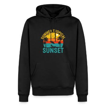 Saison d’été Vacances tropicales Plage Été - Sweat à capuche Premium bio Homme - noir - Devant - Nico (187cm)
