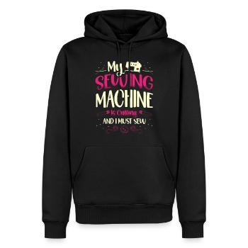 sewing, sewing, sewing, quilting, seamstress, sewing, sewing - Men’s Premium Organic Hoodie - black - Front - Nico (187cm)