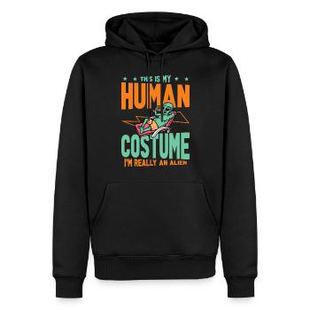 C’est mon costume humain. Je suis - Sweat à capuche Premium bio Homme - noir - Devant - Nico (187cm)