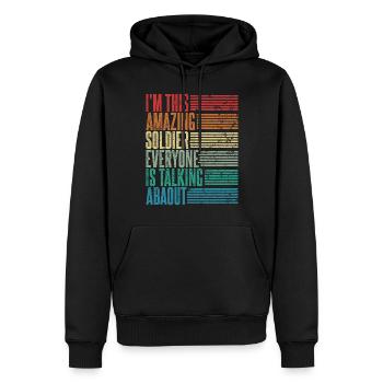 Vintage Soldat Soldat Cadeau Rétro - Sweat à capuche Premium bio Homme - noir - Devant - Nico (187cm)