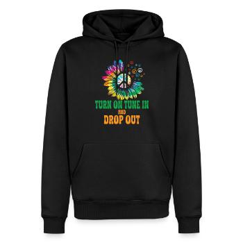 Hippie Peace Sign Peace Flowers Flower Child - Sweat à capuche Premium bio Homme - noir - Devant - Nico (187cm)