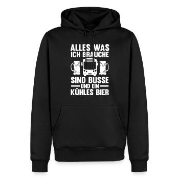 Bus Bier Busfahrer - Männer Premium Bio Hoodie - Schwarz - Vorne - Nico (187cm)