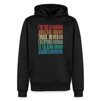 Vintage Truck Driver Truck Driver Cadeau Rétro - Sweat à capuche Premium bio Homme - noir - Devant - Nico (187cm)