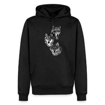 Trois têtes de loup en gris - Sweat à capuche Premium bio Homme - noir - Devant - Nico (187cm)