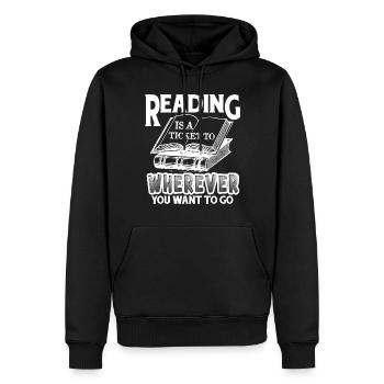 Reading Is Ticket To Wherever You Want To Go - Men’s Premium Organic Hoodie - black - Front - Nico (187cm)