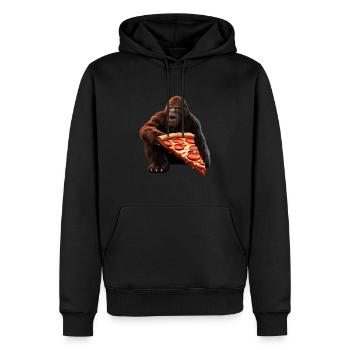 Bigfoot Pizza Party - Männer Premium Bio Hoodie - Schwarz - Vorne - Nico (187cm)