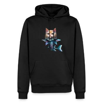 Fischkatze Fusion - Männer Premium Bio Hoodie - Schwarz - Vorne - Nico (187cm)