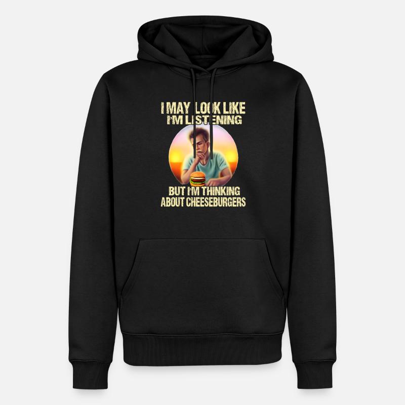 Pensées de cheeseburgers - Sweat à capuche Premium bio Homme - noir