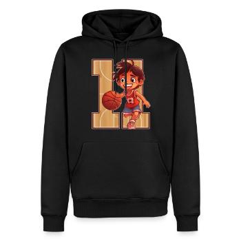 Anniversaire de basketball - Garçon de 11 ans - - Sweat à capuche Premium bio Homme - noir - Devant - Nico (187cm)