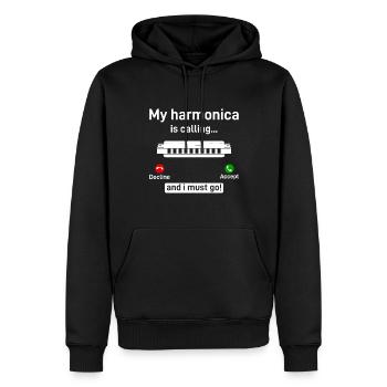 My Harmonica Is Calling And I Must Go Mouth Organ - Männer Premium Bio Hoodie - Schwarz - Vorne - Nico (187cm)