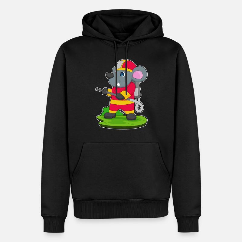 Mouse Firefighter Fire Hose - Men’s Premium Organic Hoodie - black