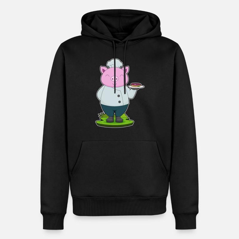 Schwein Koch Fleisch - Männer Premium Bio Hoodie - Schwarz