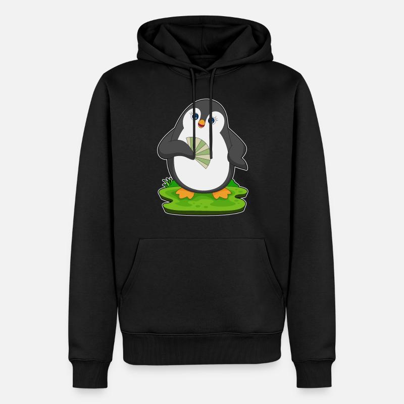 Pinguin Handventilator - Männer Premium Bio Hoodie - Schwarz