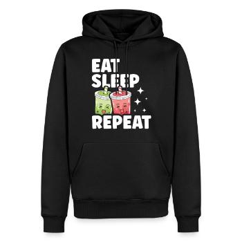 Eat Sleep Boba Tea Repeat Bubble Tea - Men’s Premium Organic Hoodie - black - Front - Nico (187cm)