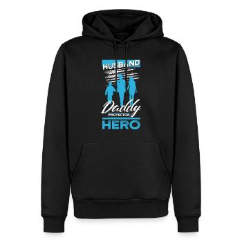 Policier Papa Mari Héros - Sweat à capuche Premium bio Homme - noir - Devant - Nico (187cm)