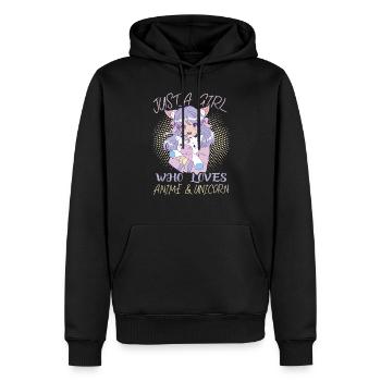 Nur Ein Mädchen, Das Anime Und Einhorn Liebt - Männer Premium Bio Hoodie - Schwarz - Vorne - Nico (187cm)
