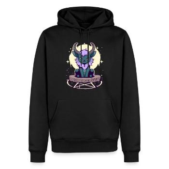 Kawaii Pastel Goth Süße Gruselige Gehörnte Katze - Männer Premium Bio Hoodie - Schwarz - Vorne - Nico (187cm)
