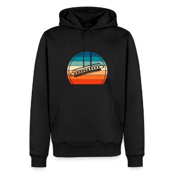 Sunset et harmonica Harmoniciste Instrument de musique - Sweat à capuche Premium bio Homme - noir - Devant - Nico (187cm)