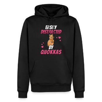 Distrait par le marsupial quokka Australie - Sweat à capuche Premium bio Homme - noir - Devant - Nico (187cm)