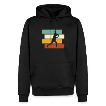 Baseball Retro - Männer Premium Bio Hoodie - Schwarz - Vorne - Nico (187cm)