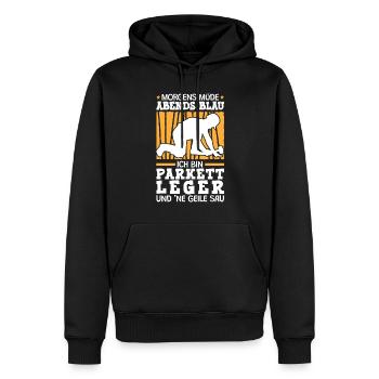 Ich bin Parkettleger Fliesenleger - Männer Premium Bio Hoodie - Schwarz - Vorne - Nico (187cm)