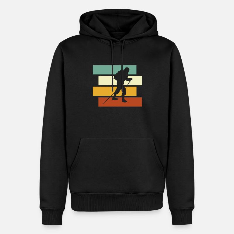 Bergsteigen Retro - Männer Premium Bio Hoodie - Schwarz