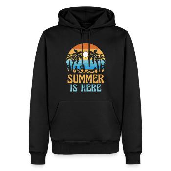 Saison d’été Vacances tropicales Plage Été - Sweat à capuche Premium bio Homme - noir - Devant - Nico (187cm)
