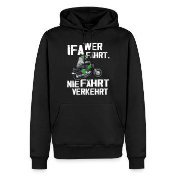 Lustiger Spruch Simsonfahrer S50 S51 Simme Moped - Männer Premium Bio Hoodie - Schwarz - Vorne - Nico (187cm)