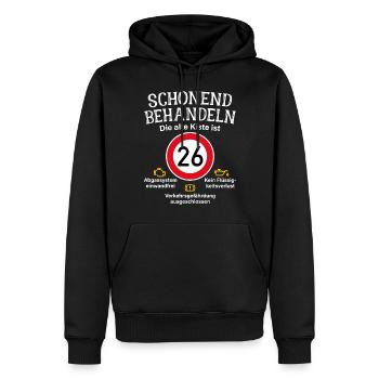 26. Geburtstag Schonend Behandeln 26 Alte Kiste 26 - Männer Premium Bio Hoodie - Schwarz - Vorne - Nico (187cm)