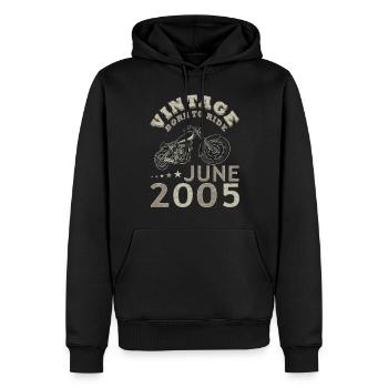 Motard moto juin 2005 18 ans disant - Sweat à capuche Premium bio Homme - noir - Devant - Nico (187cm)