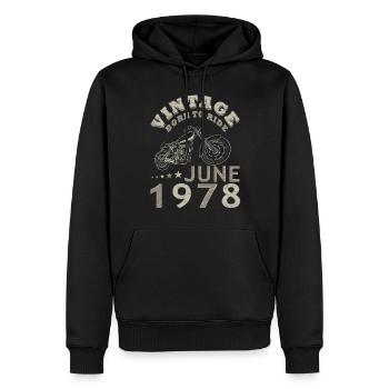Biker Motorrad Juni 1978 45 Jahre Spruch - Sweat à capuche Premium bio Homme - noir - Devant - Nico (187cm)