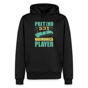 Faire semblant d’être un harmoniciste Harmoniciste Joueur - Sweat à capuche Premium bio Homme - noir - Devant - Nico (187cm)