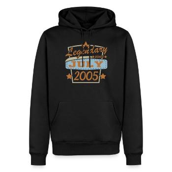 Légendaire depuis juillet 2005 - Sweat à capuche Premium bio Homme - noir - Devant - Nico (187cm)