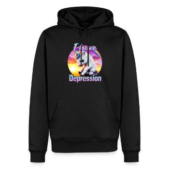 Depressed unicorn in sunset - Men’s Premium Organic Hoodie - black - Front - Nico (187cm)
