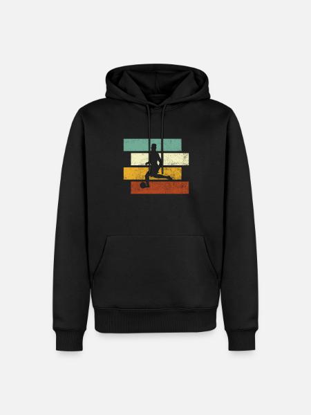 Fußball Retro - Männer Premium Bio Hoodie - Schwarz
