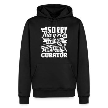 Curator Taken By A Super Cool Curator - Men’s Premium Organic Hoodie - black - Front - Nico (187cm)