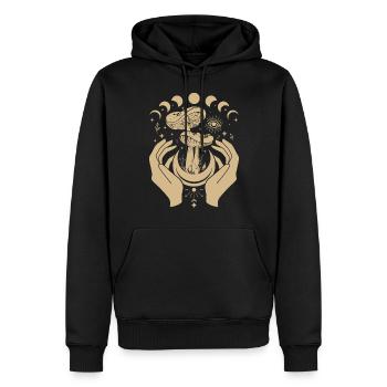 Boho Mushrooms Cottage Core Aesthetic Goblincore - Men’s Premium Organic Hoodie - black - Front - Nico (187cm)