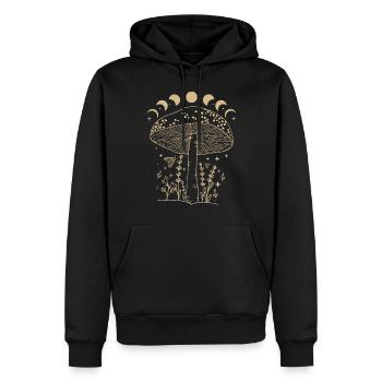 Boho Mushrooms Cottage Core Aesthetic Goblincore - Men’s Premium Organic Hoodie - black - Front - Nico (187cm)