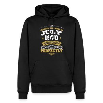 Millésime vieilli à la perfection juillet 1970 - Sweat à capuche Premium bio Homme - noir - Devant - Nico (187cm)