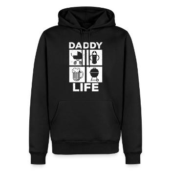 Daddy Life - Griller à la bière Bébé Première fête des pères - Sweat à capuche Premium bio Homme - noir - Devant - Nico (187cm)