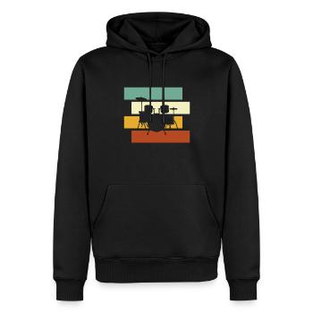 Batterie Rétro - Sweat à capuche Premium bio Homme - noir - Devant - Nico (187cm)