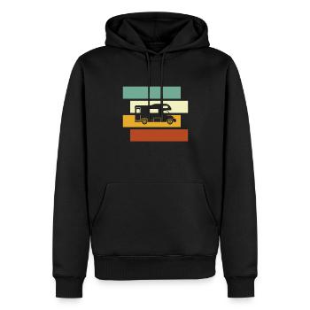 Camping-car rétro - Sweat à capuche Premium bio Homme - noir - Devant - Nico (187cm)