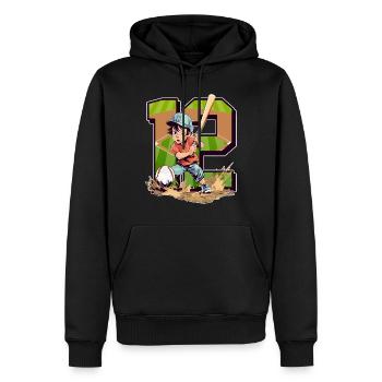 Anniversaire de baseball - garçon de 12 ans - 12. - Sweat à capuche Premium bio Homme - noir - Devant - Nico (187cm)